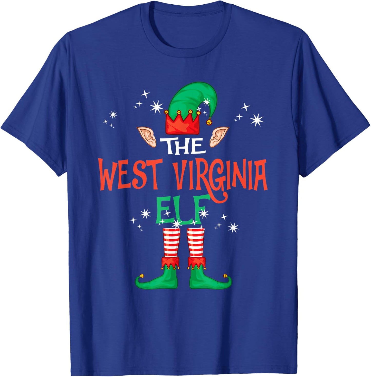 The West Virginia Elf Matching Family Group Christmas Funny T-Shirt - T-Shirt | Royal