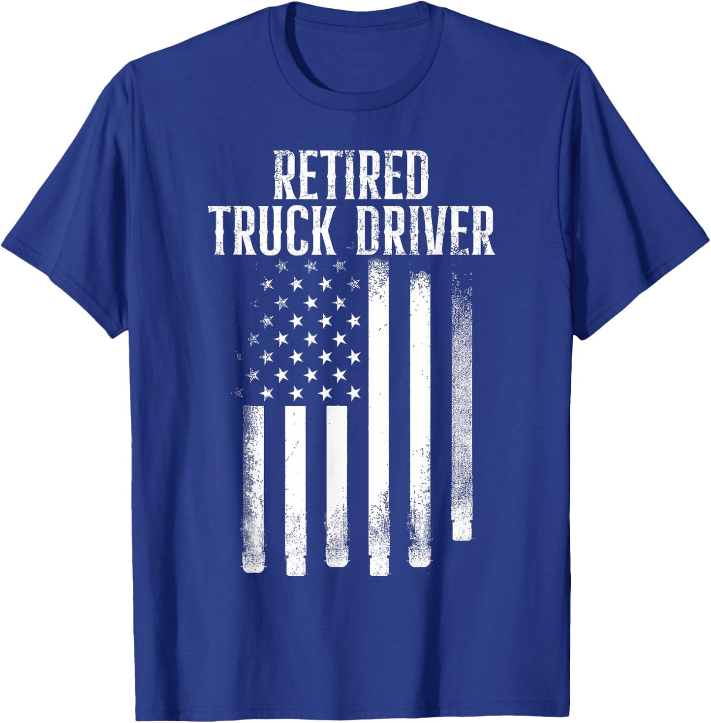 Retired Truck Driver US Flag Trucker Retirement Gift T-Shirt - T-Shirt | Royal