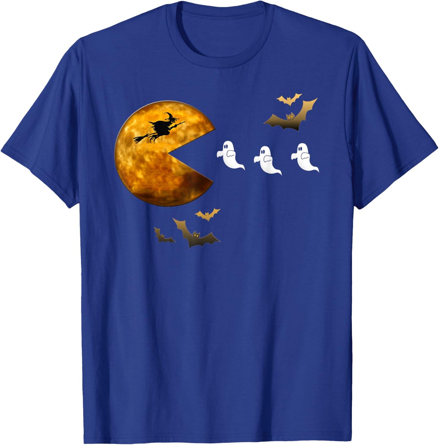Fun Halloween Full Moon Eating Ghosts - Halloween T-Shirt - T-Shirt | Royal