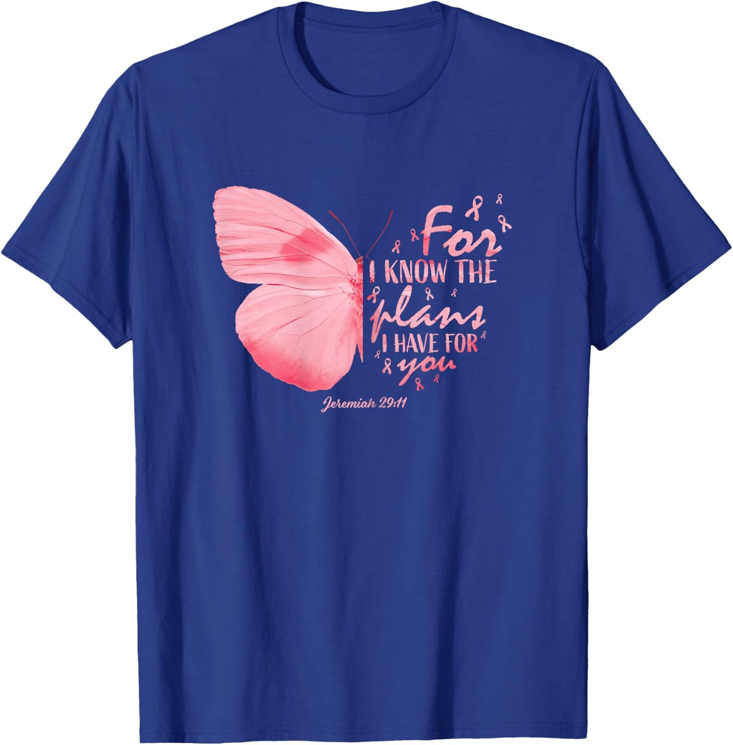 Pink Butterfly Breast Cancer Christian Religious Gifts Mom T-Shirt - T-Shirt | Royal
