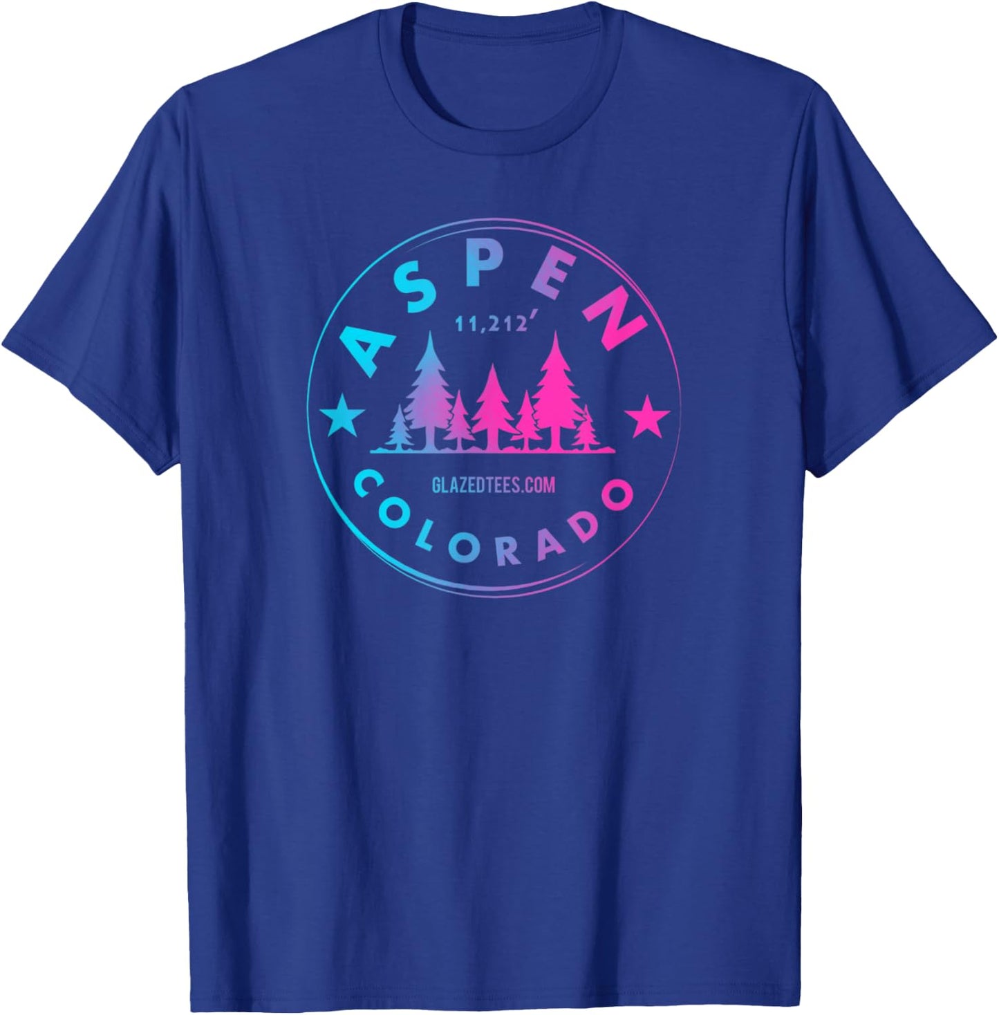 Aspen Colorado - Retro Big Mountain Forest T-Shirt - T-Shirt | Royal