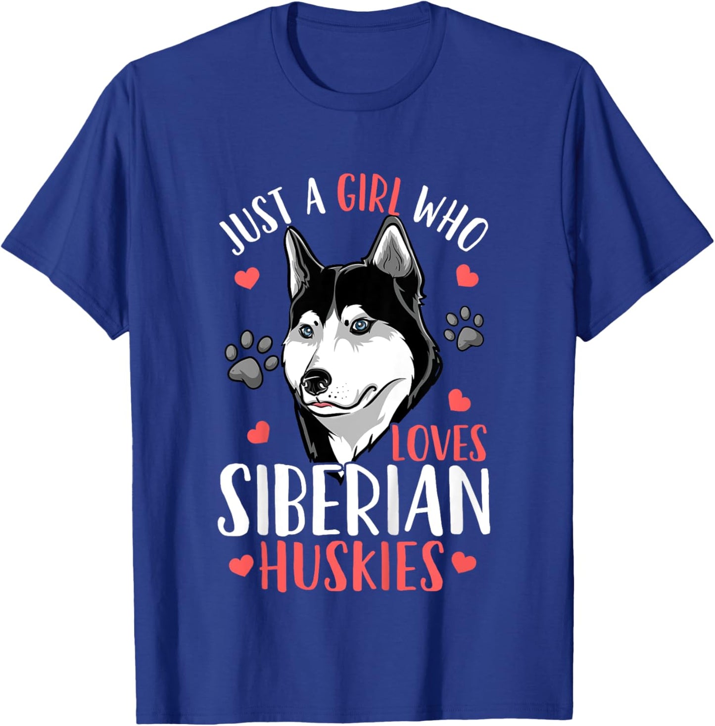 Kids Siberian Husky Just A Girl Who Loves Siberian Huskies Gift T-Shirt - T-Shirt | Royal
