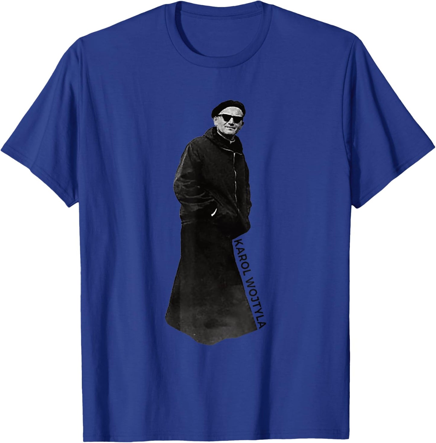 MJ Sacred Art Pope Saint John Paul II with Sunglasses Catholic T-Shirt - T-Shirt | Royal