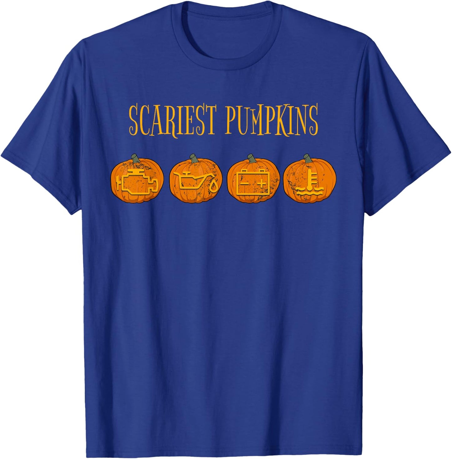 Scary Pumpkin Halloween Car Mechanic Funny Joke Check Engine T-Shirt - T-Shirt | Royal