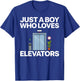 Cool Elevator Art Men Boys Kids Elevator Mechanic Inspector T-Shirt - T-Shirt | Royal