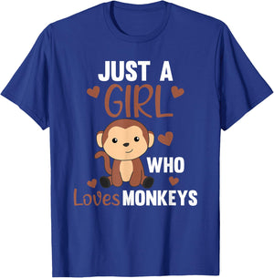 Just A Girl who Loves Monkeys - Sweet Monkey T-Shirt - T-Shirt | Royal