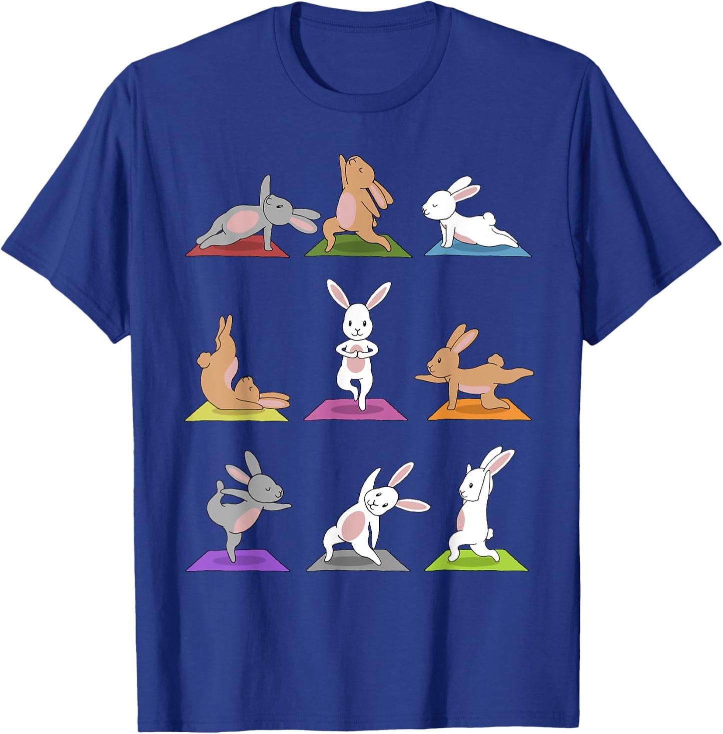 Bunny Yoga Funny Rabbits In Yoga Poses On Meditation Mats T-Shirt - T-Shirt | Royal