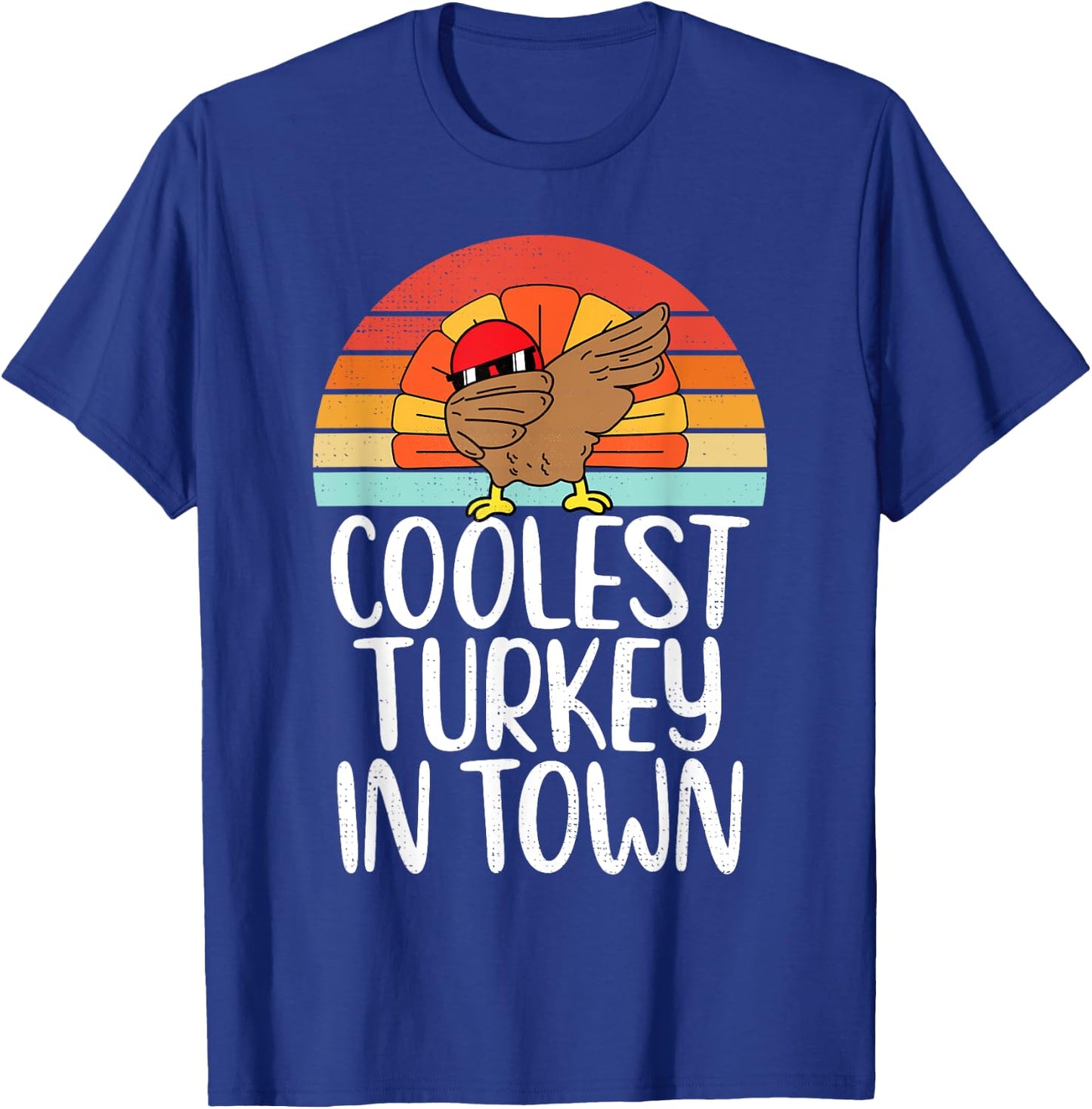 Coolest Turkey In Town Dabbing Turkey Thanksgiving Day Boys T-Shirt - T-Shirt | Royal