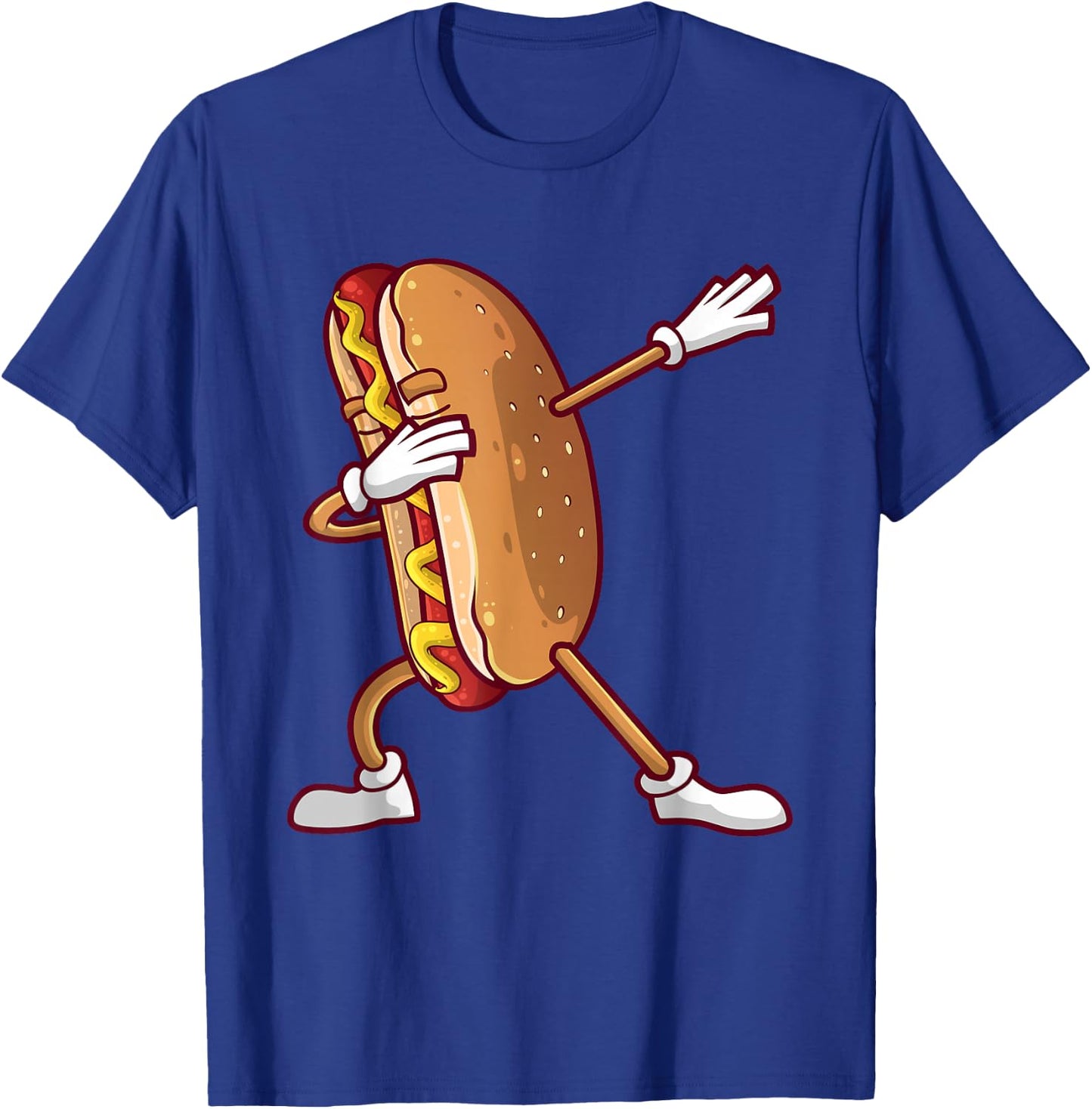 Cute Dabbing Hot Dog Design for Kids Men Women Dancing Food Small T-Shirt - T-Shirt | Royal