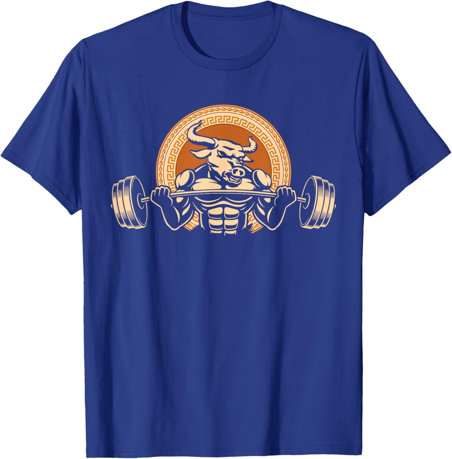 Minotaur Lifts Weights, Fitness Workout at Gym - Minotaur T-Shirt - T-Shirt | Royal