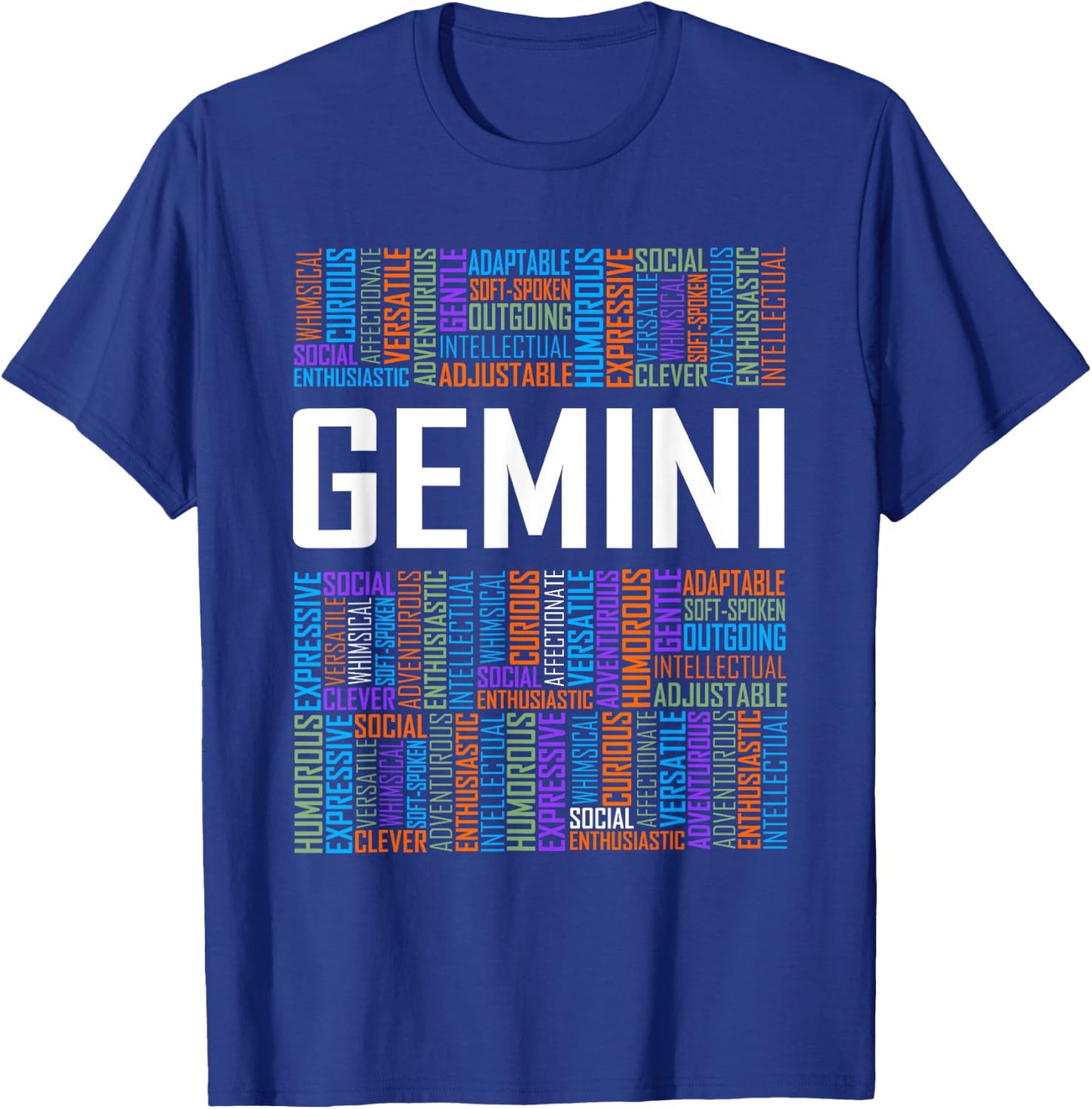 Gemini Zodiac Traits Horoscope Astrology Sign Gift Words T-Shirt - T-Shirt | Royal