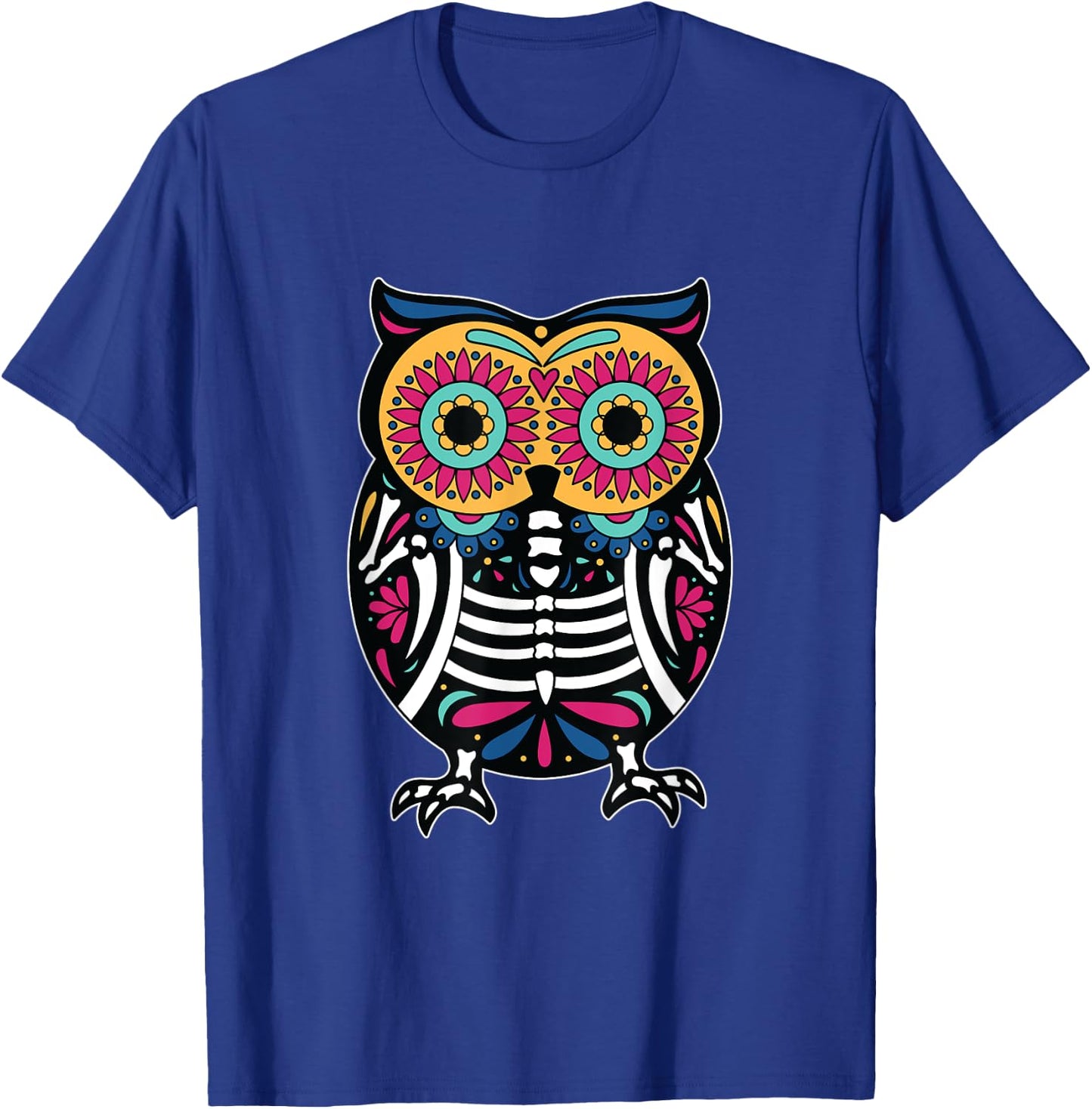 Dia De Los Muertos Owl T Shirt Owl Sugar Skull Owl T-Shirt - T-Shirt | Royal