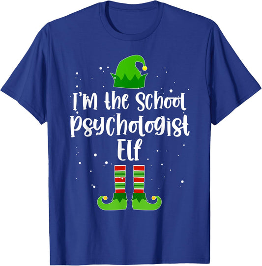 School Psychologist Elf Matching Family Christmas Costume T-Shirt - T-Shirt | Royal