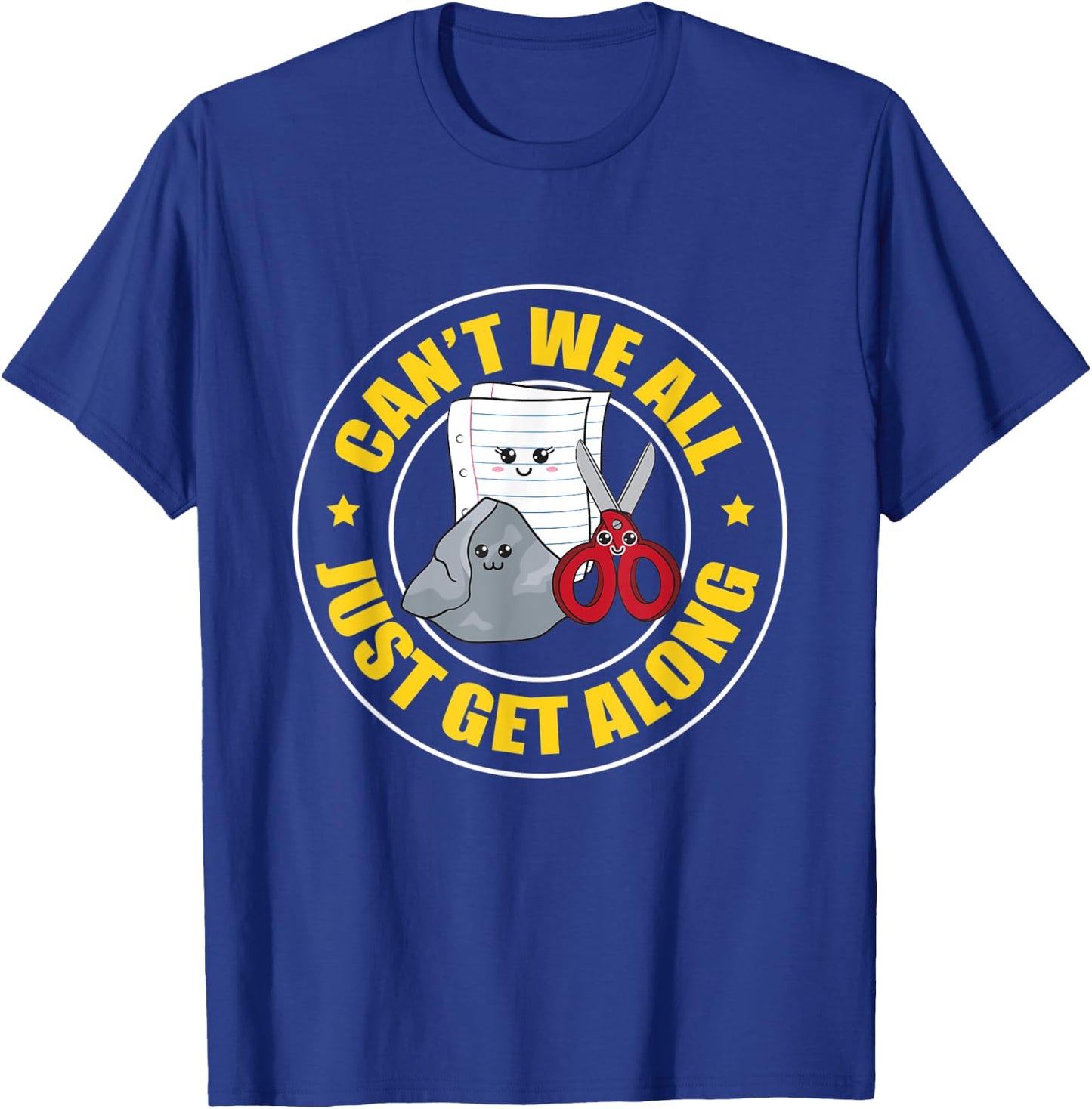 Can't We All Just Get Along Rock Paper Scissors T-Shirt - T-Shirt | Royal