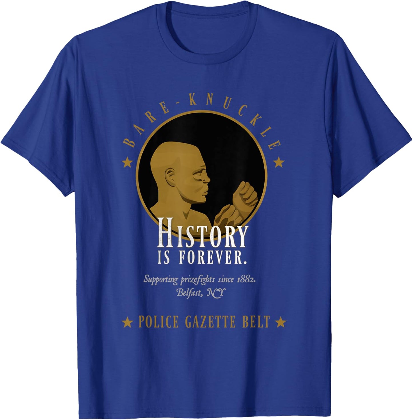 Bare-Knuckle Boxing Police Gazette Knuckle Head Medallion T-Shirt - T-Shirt | Royal