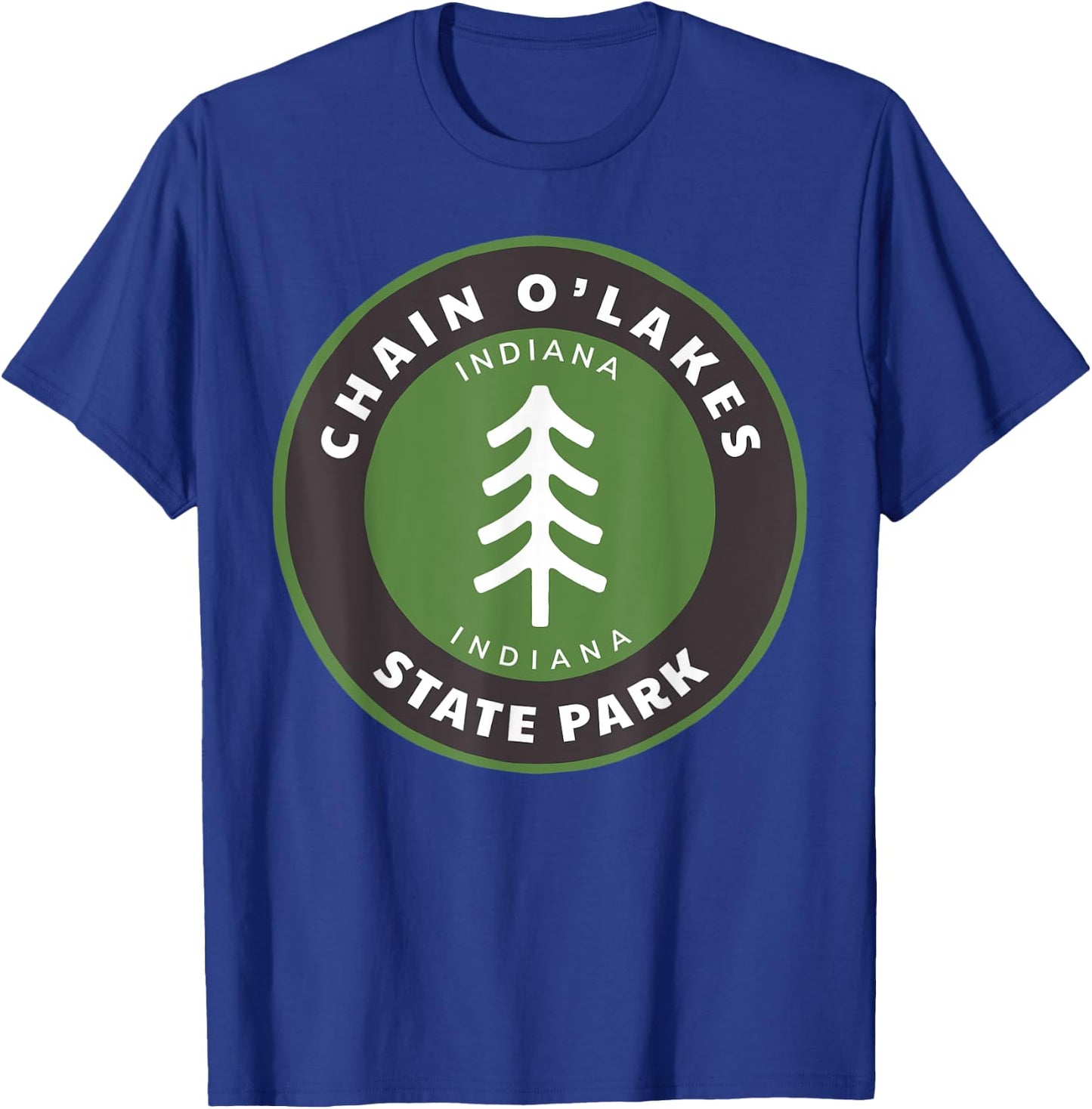 Chain O Lakes State Park Indiana Outdoors IN Forest Badge T-Shirt - T-Shirt | Royal