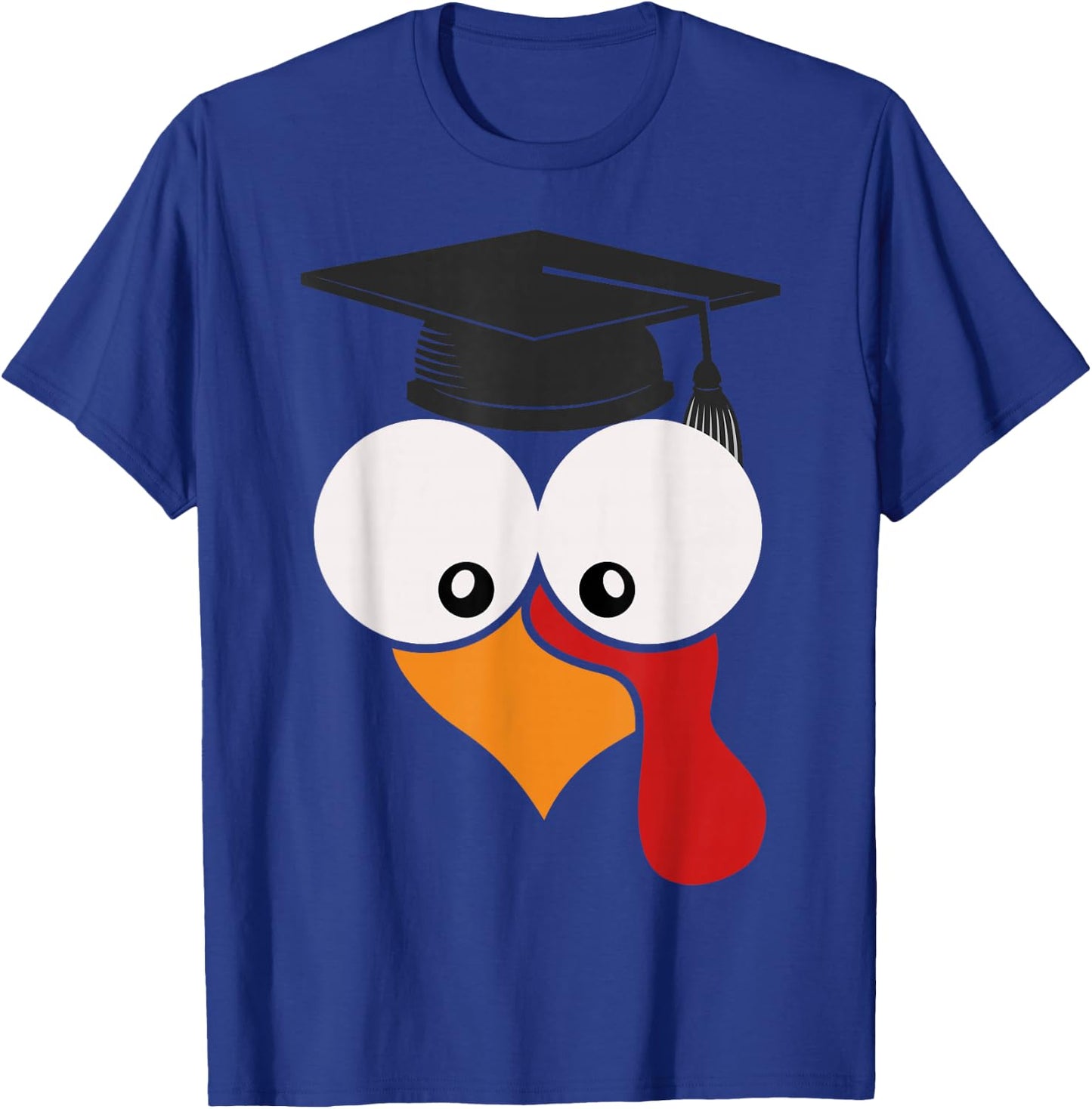 Funny Turkey Face With Academic Hat Thanksgiving Graduation T-Shirt - T-Shirt | Royal
