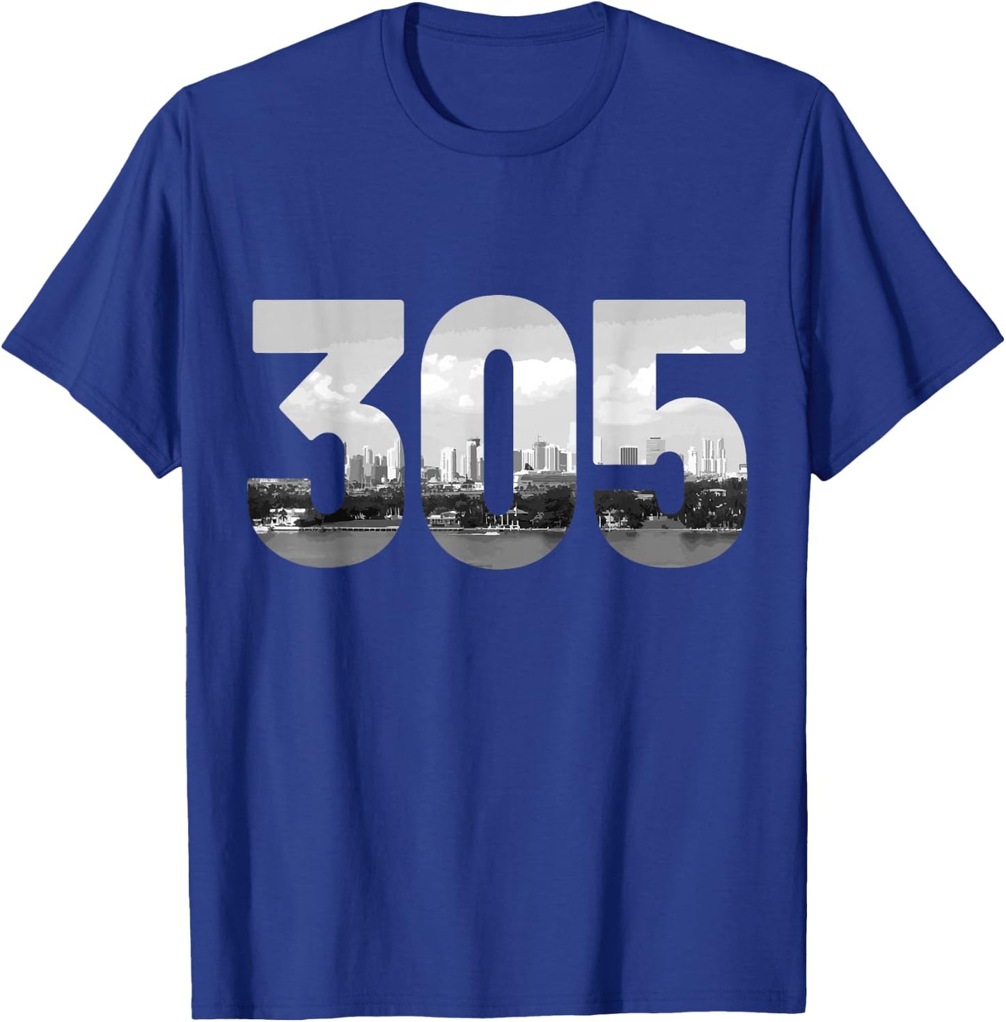 Miami 305 Area Code Skyline Florida Vintage T-Shirt - T-Shirt | Royal