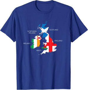 British Isles Sea Ireland Scotland Wales England Map Coins T-Shirt - T-Shirt | Royal