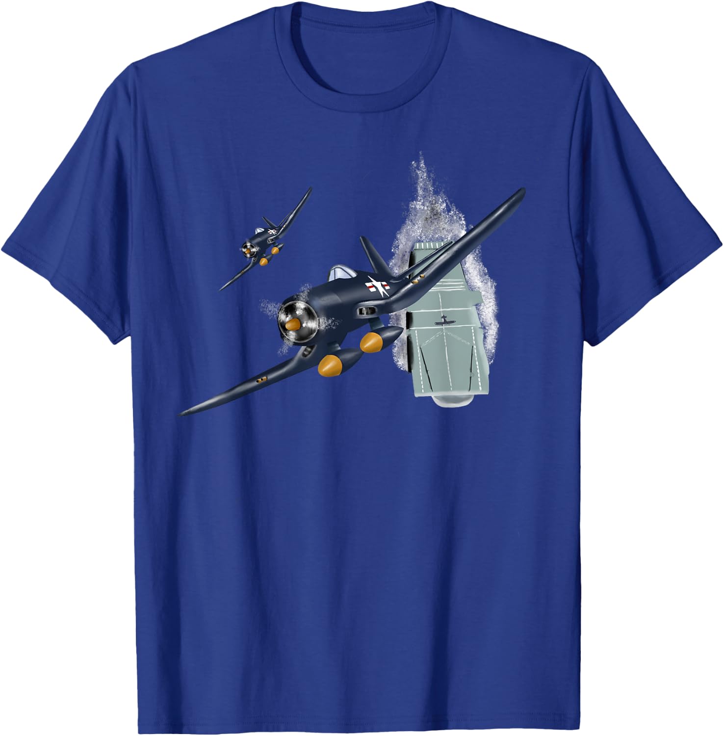 Military F&L Design Co. WW2 Planes Warbirds F4U Corsair Aircraft Carrier T-Shirt - T-Shirt | Royal