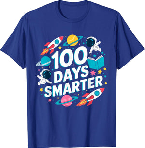 100 Days Smarter Space Astronaut 100th Day of School kids T-Shirt - T-Shirt | Royal