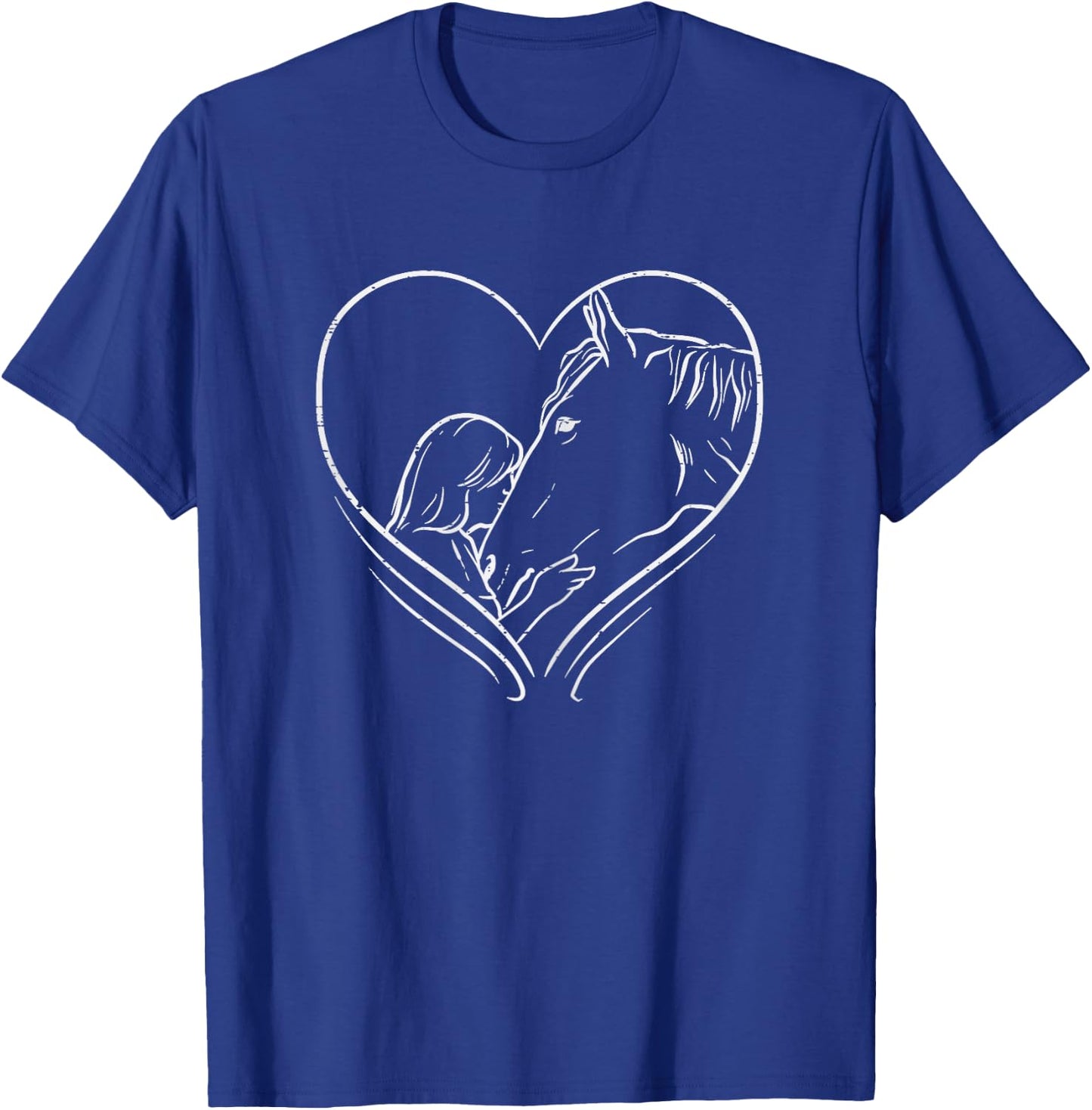 Heart Girl Kissing Horse Riding Rider Equestrian Girls Women T-Shirt - T-Shirt | Royal