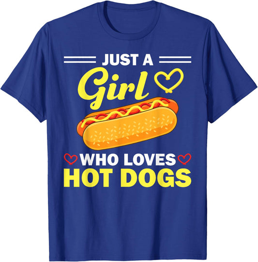 Funny Hot Dog Design Girls Hot Dog Lovers T-Shirt - T-Shirt | Royal