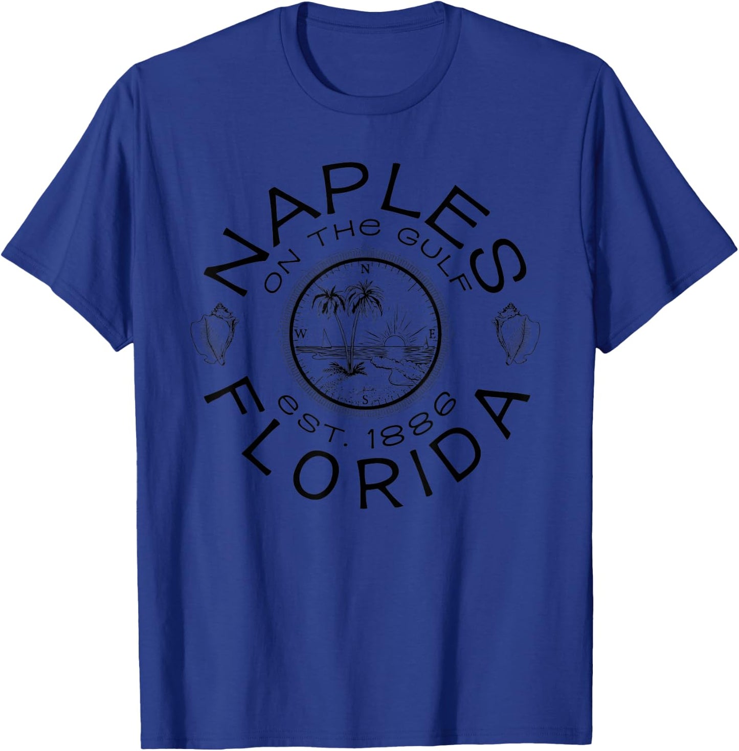 JCombs: Naples, Florida, Compass Rose and Beach Men Women Kids T-Shirt - T-Shirt | Royal