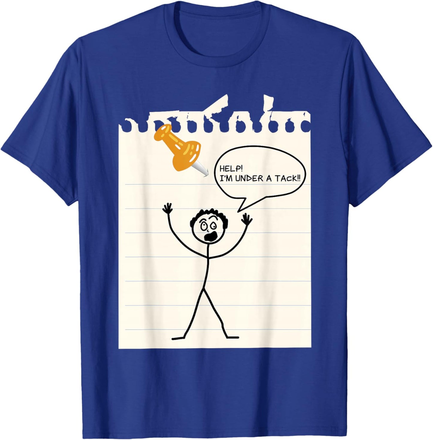 Stick Man Silly Stuff Black Short Sleeve - Stick Figure Under A Tack T-Shirt - T-Shirt | Royal