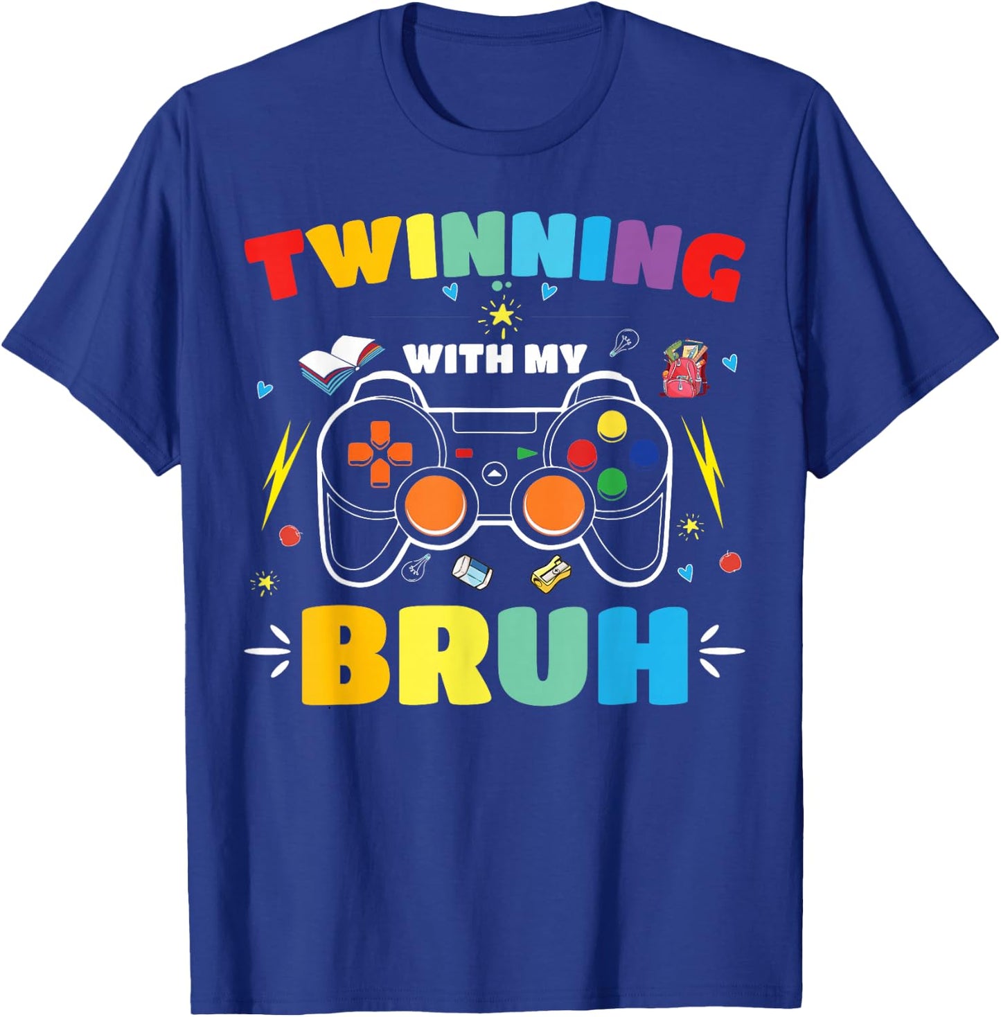Twinning with My Bestie Kids Boys Funny Twin Day T-Shirt - T-Shirt | Royal