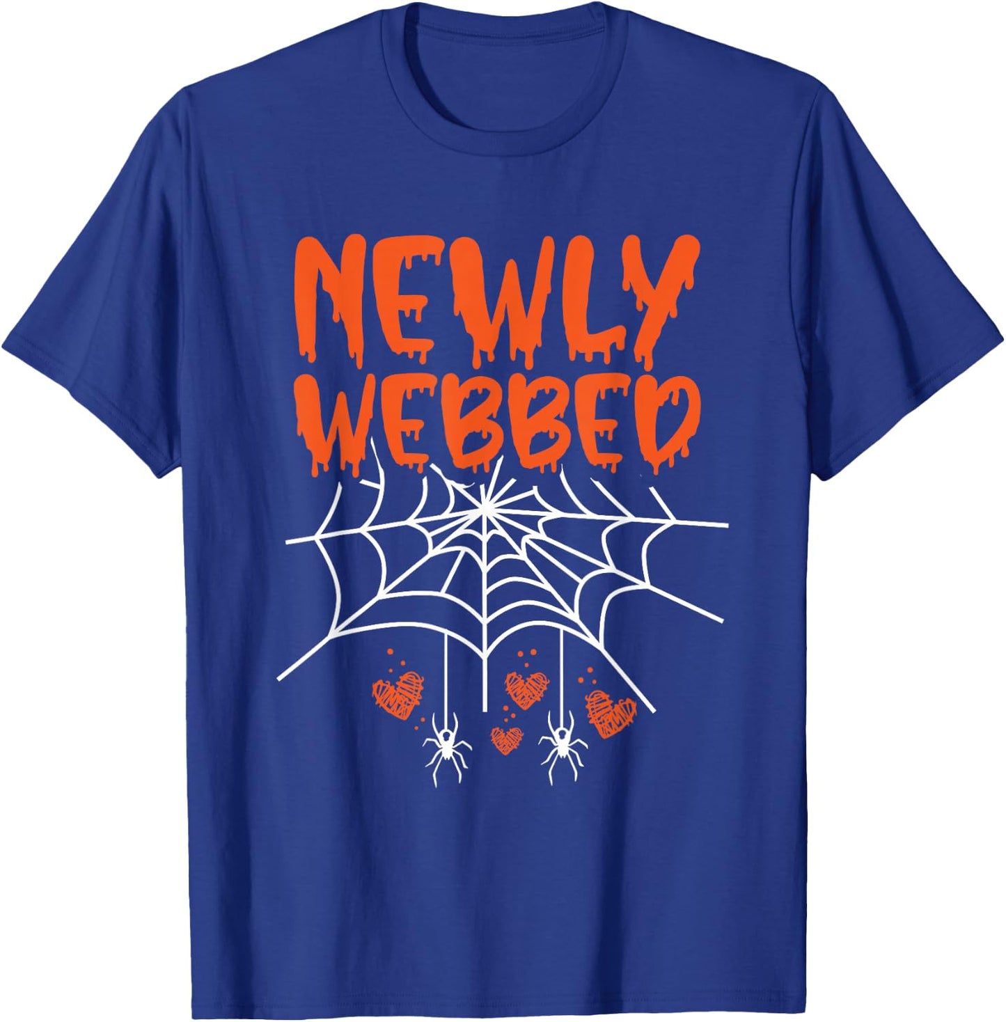 Newly Webbed Halloween Newlywed Bride And Groom Wedding T-Shirt - T-Shirt | Royal
