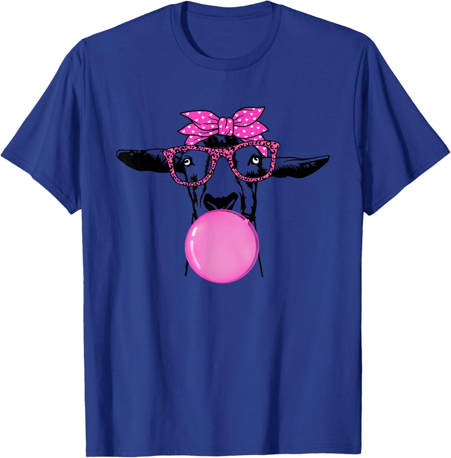 Funny Goat with Bubble Gum Bandana Glasses T-Shirt - T-Shirt | Royal
