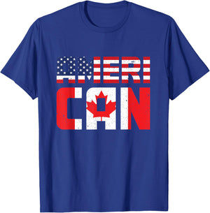 US Flag Canadian American Pride Canadian Flag Canada T-Shirt - T-Shirt | Royal