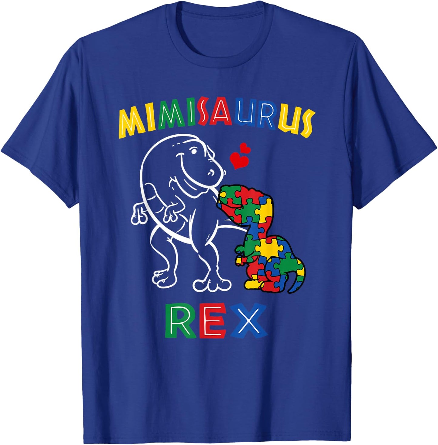 Mimisaurus Autism Awareness Mimi Dinosaur Grandmother Nana T-Shirt - T-Shirt | Royal