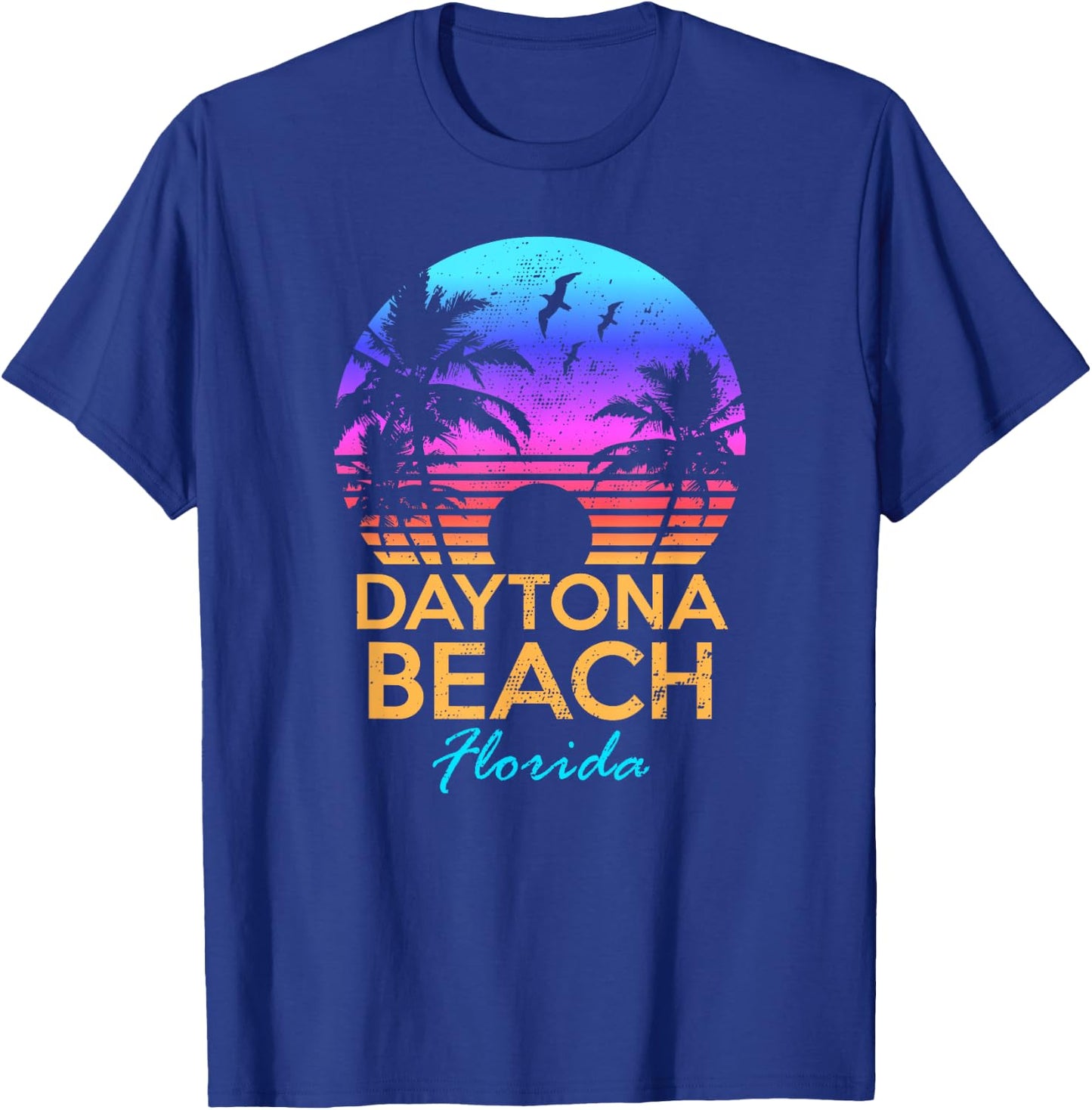 DAYTONA BEACH FLORIDA Vintage Sunset Summer Vibe Graphic Women Girls Kids T-Shirt - T-Shirt | Royal
