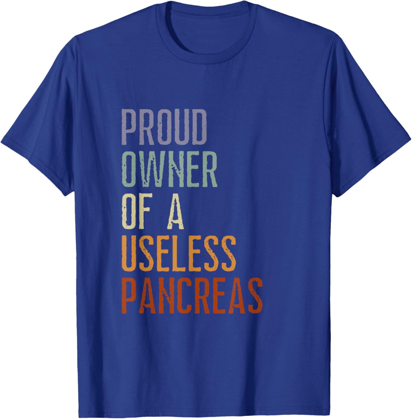 Proud Owner Of A Useless Pancreas Vintage Diabetic Gift T-Shirt - T-Shirt | Royal
