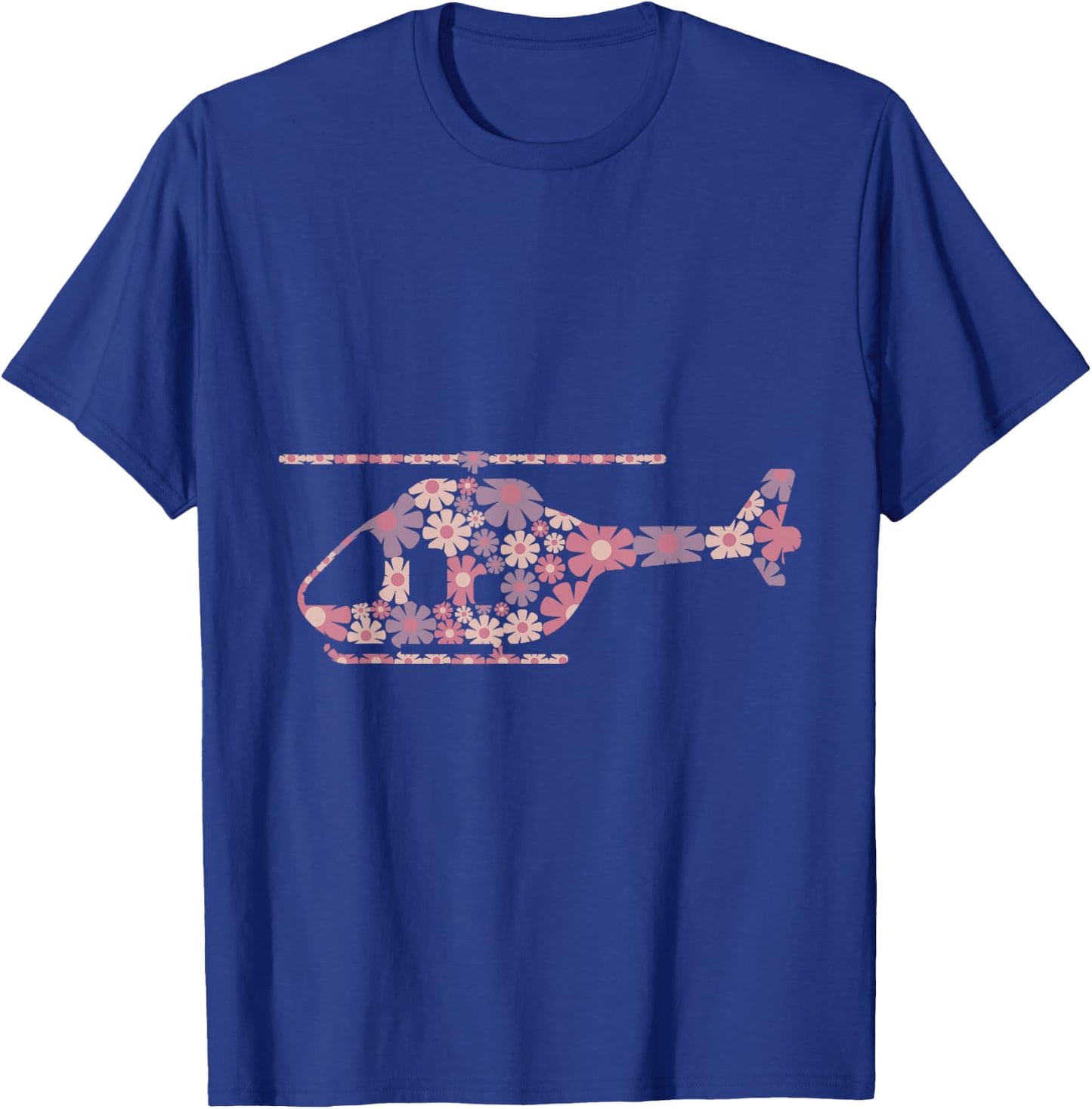 Floral Flower Silhouette Helicopter Pilot Girl Women T-Shirt - T-Shirt | Royal
