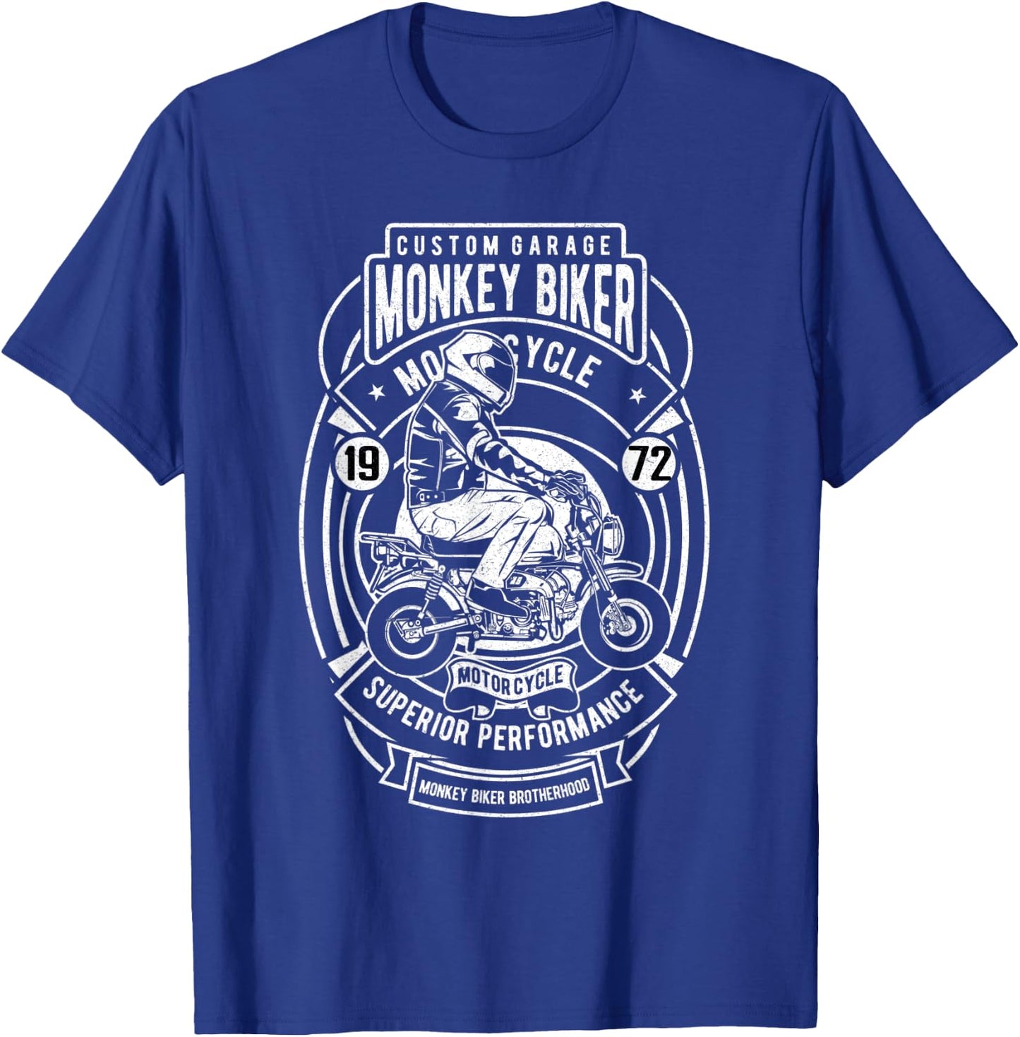 Custom Garage Monkey Biker T-Shirt - T-Shirt | Royal