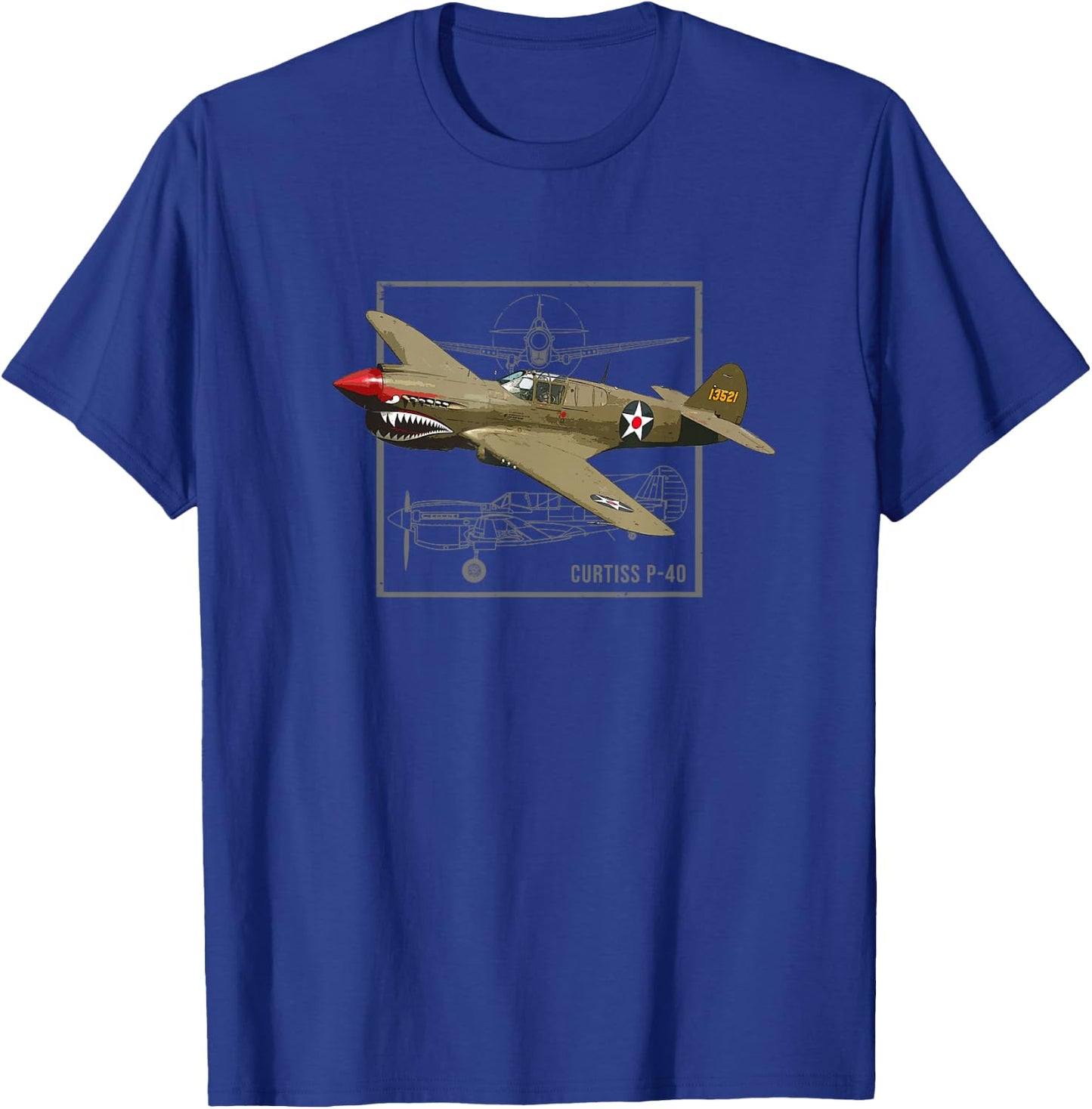 Curtiss P-40 Warhawk | WW2 Fighter Plane T-Shirt - T-Shirt | Royal