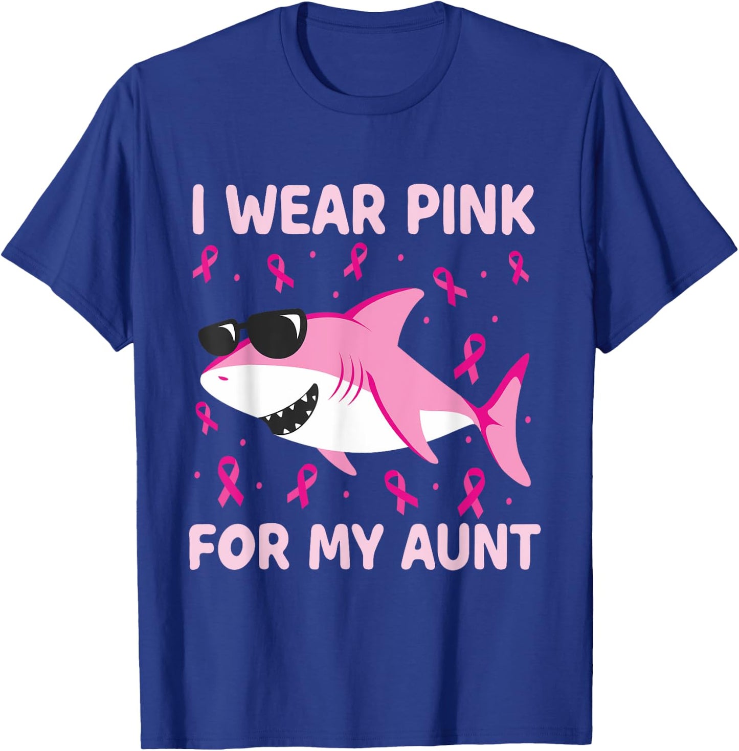 Shark I Wear Pink For My Aunt Breast Cancer Kids Boy T-Shirt - T-Shirt | Royal