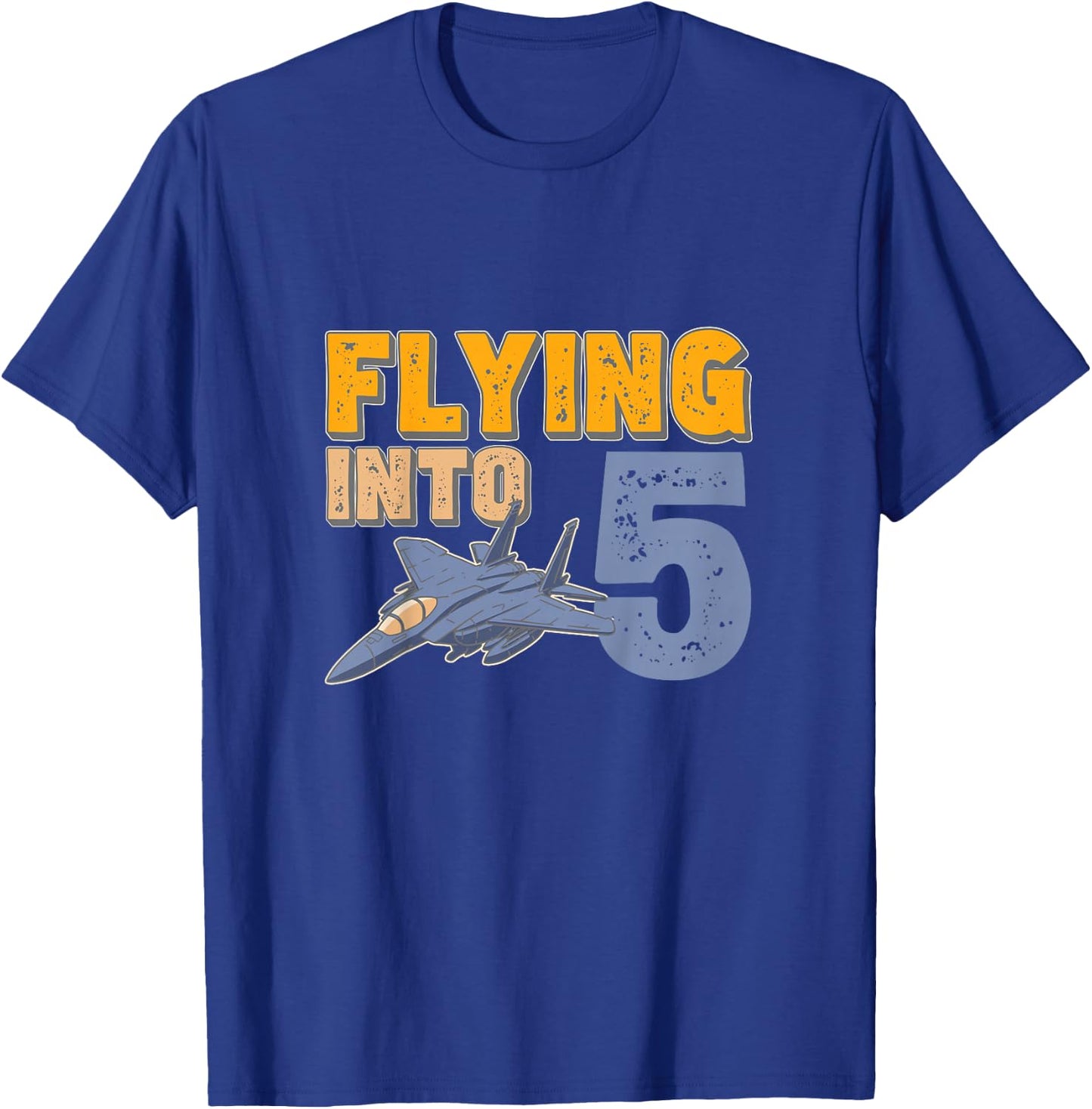 Flying Into 5 Fighter Jet 5 Year Old 5th Birthday T-Shirt - T-Shirt | Royal