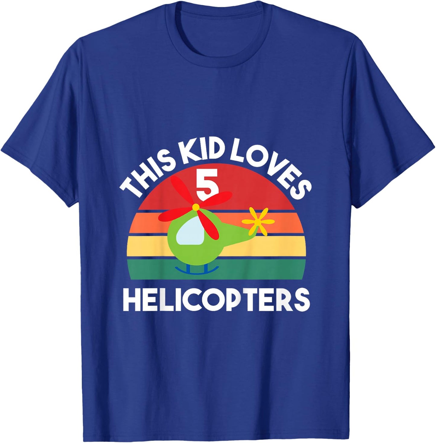 Kids Helicopter 5th Birthday 5 Year Old Boys Toddler Helicopter T-Shirt - T-Shirt | Royal