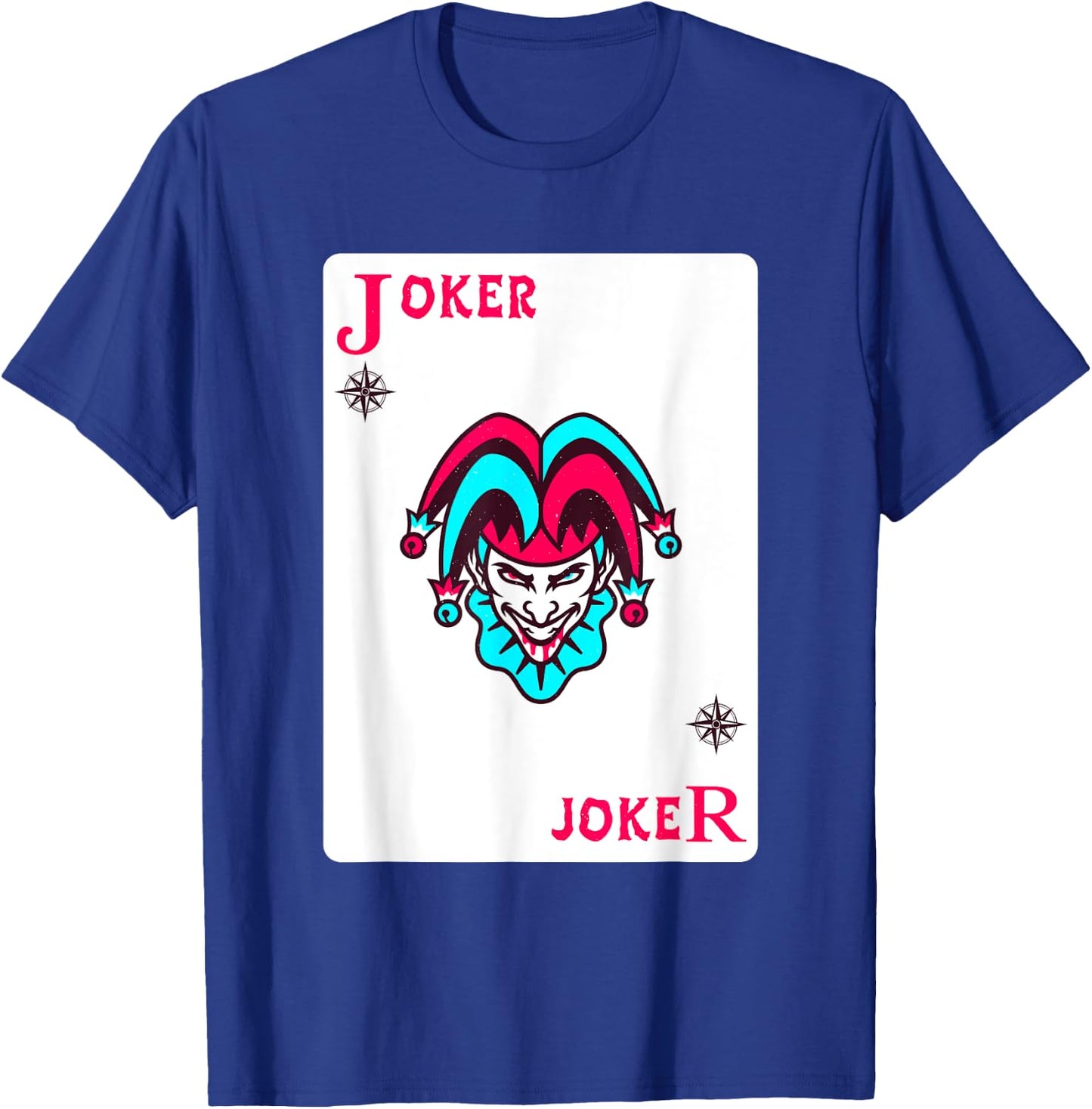 Joker Playing Card Shirt Distressed Jester T-Shirt - T-Shirt | Royal