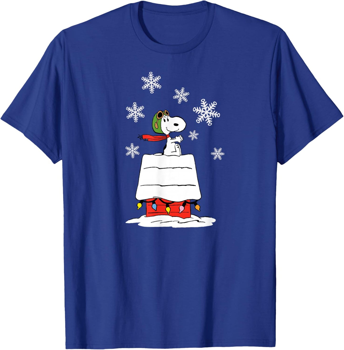 Peanuts Snoopy Flying Ace Holiday Dog House T-Shirt - T-Shirt | Royal