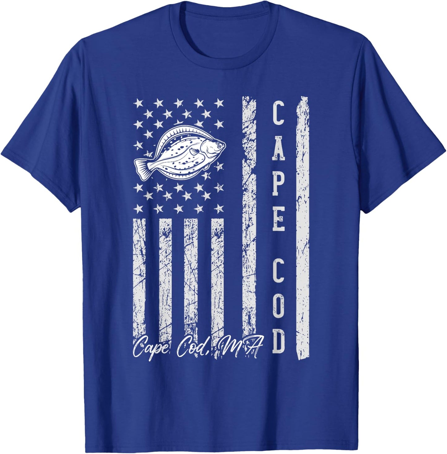 Cape Cod Massachusetts for Fluke Fishing Fishermen T-Shirt - T-Shirt | Royal
