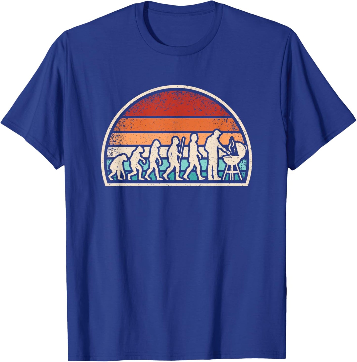 Grilling Evolution Funny BBQ Retro Grill Barbecue Men T-Shirt - T-Shirt | Royal