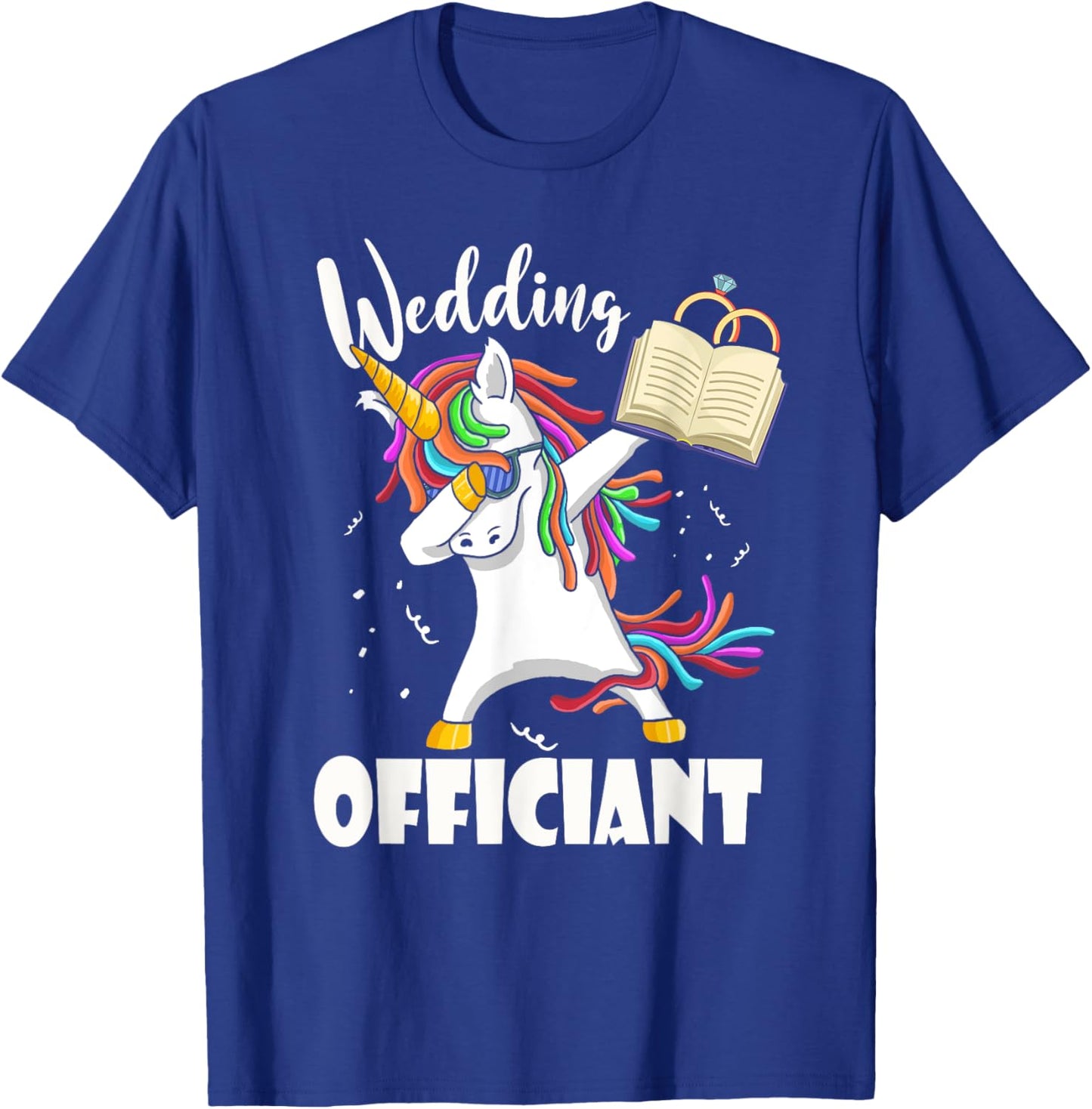 Funny Wedding Officiant Cute Dabbing Unicorn Pastor Wedding T-Shirt - T-Shirt | Royal
