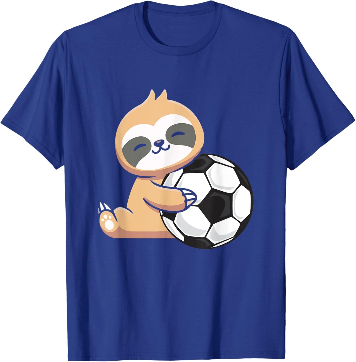 Sloth Soccer Cute Sloth Holding Soccer Ball Sport T-Shirt - T-Shirt | Royal