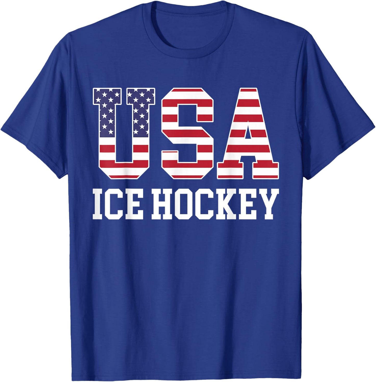 USA Flag Hockey Player - American USA Ice Hockey T-Shirt - T-Shirt | Royal
