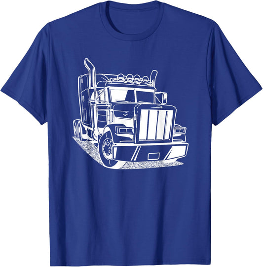 Diesel Big Rig 18 Wheeler Semi Trailer Truck Driver Trucker T-Shirt - T-Shirt | Royal